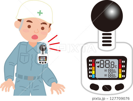 WBGT測定器のイラスト_機器_機器をつけている人 127709076