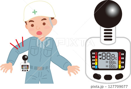 WBGT測定器のイラスト_機器_機器を腰につけている人 127709077
