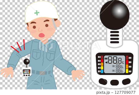 WBGT 測量設備圖示_設備_戴在腰部的人 WBGT 測量設備圖示_設備_戴在腰部的人 127709077