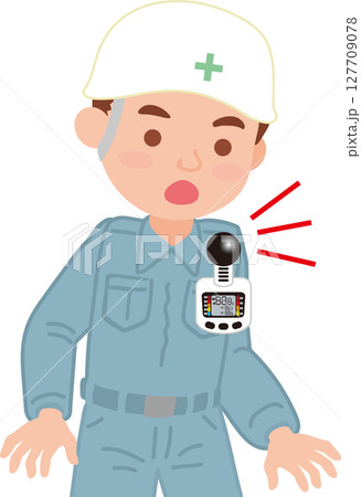 WBGT測定器のイラスト_機器をつけている人_上半身 WBGT測定器のイラスト_機器をつけている人_上半身 127709078