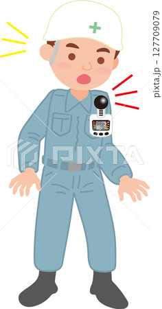 WBGT測定器のイラスト_機器をつけている人_全身 127709079