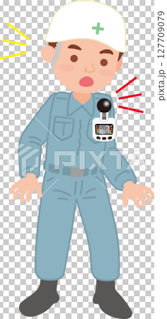 WBGT測定器のイラスト_機器をつけている人_全身 127709079