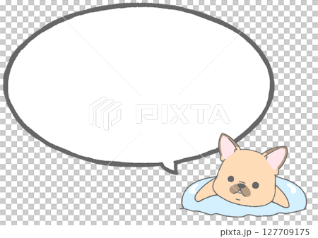 French bulldog floating in a float with speech bubble background (brown) French bulldog floating in a float with speech bubble background (brown) 127709175