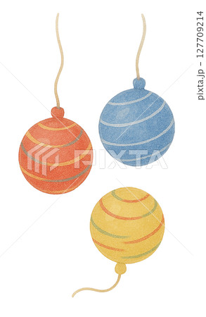 カラフルなヨーヨー風船の水彩イラストセット（夏祭り・縁日） 127709214