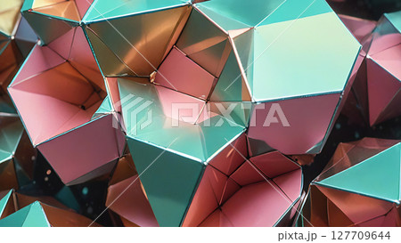 Metallic Polygons Floating in Pastel Light Metallic Polygons Floating in Pastel Light 127709644