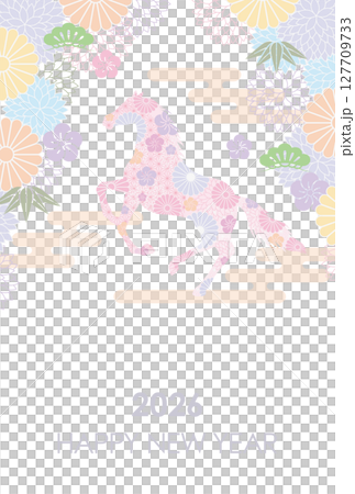 2026年馬年日式新年賀卡模板 2026年馬年日式新年賀卡模板 127709733
