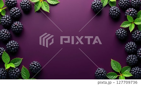 Fresh Blackberries and Mint Leaves Pattern Fresh Blackberries and Mint Leaves Pattern 127709736