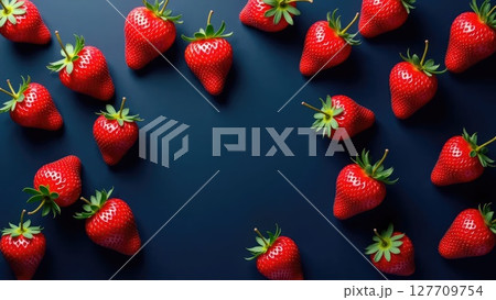 Fresh Strawberry Pattern on Colorful Backgrounds 127709754