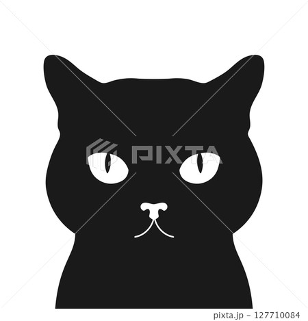 Black cat minimalist portrait isolated on white background. Vector illustration 127710084