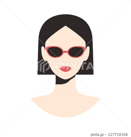 Woman in sunglasses abstract minimalist portrait isolated on white background. Vector illustration 127710108