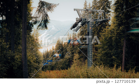 Bukovel, Ukraine,22 August , 2024: Bukovel ski resort in autumn. 127710139