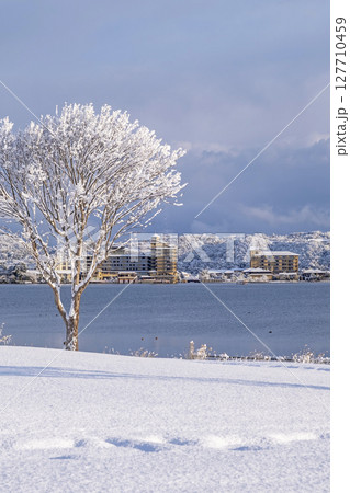 湖畔の雪景色　東郷池周辺 127710459