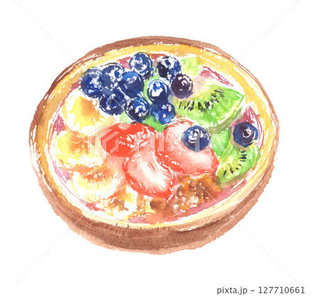 アサイーボウルの水彩イラスト 127710661