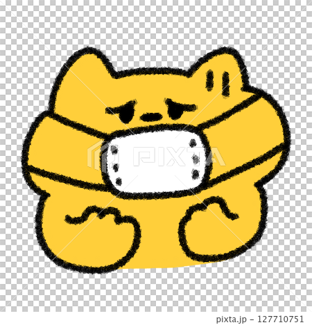 マスクをした風邪気味のネコイラスト 127710751