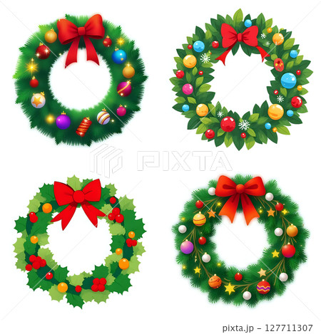 リボンのクリスマスリース 127711307