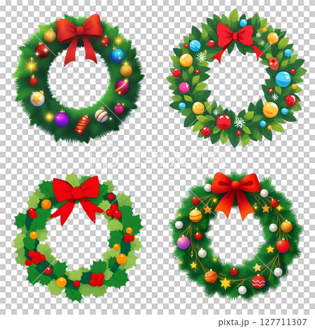 リボンのクリスマスリース 127711307