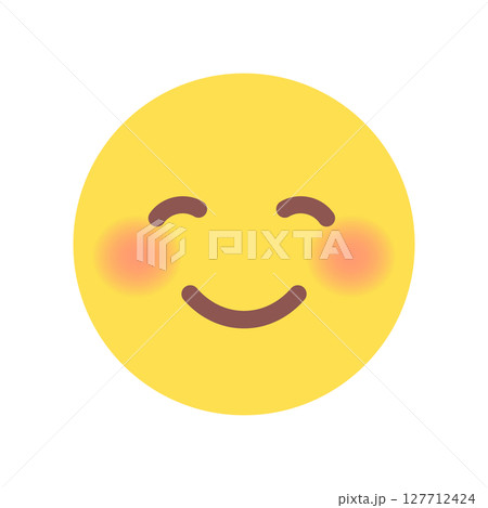 ほっこりした笑顔の絵文字｜嬉しい･幸せ･安心などポジティブな感情で笑っているシンプルな顔のアイコン 127712424