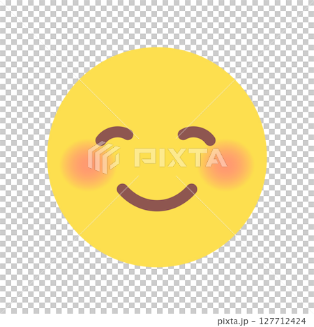 ほっこりした笑顔の絵文字｜嬉しい･幸せ･安心などポジティブな感情で笑っているシンプルな顔のアイコン 127712424
