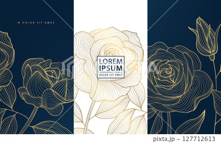 Vector set line gold oriental floral elements, chinese, japanese luxury flower background. Asian style package, wine labels, spring borders, elegant plant ornament. Vector set line gold oriental floral elements, chinese, japanese luxury flower background. Asian style package, wine labels, spring borders, elegant plant ornament. 127712613