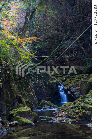 秋の三重県名張市　紅葉の赤目四十八滝　柿窪滝 127712683