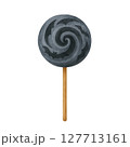 Watercolor Halloween Lollipop with Dark Spiral Bat Pattern, Spooky Candy Clipart Illustration for October Designs 127713161