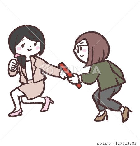 女性から女性にバトンを渡すイラスト 127713383