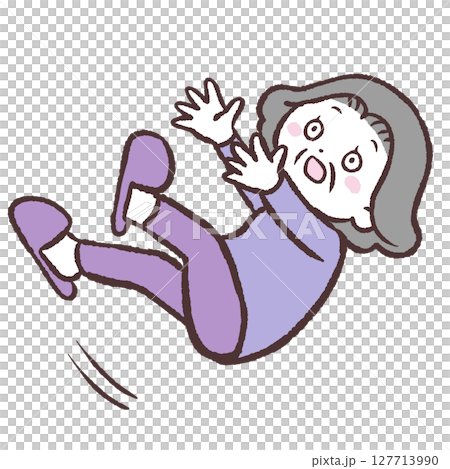 転倒するシニア女性のイラスト 127713990