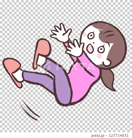 一名女子在室內墜落的插圖 127714031
