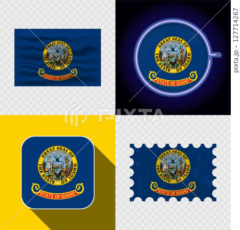 Creative Idaho Flag Icon Set Collection. Creative Idaho Flag Icon Set Collection. 127714267