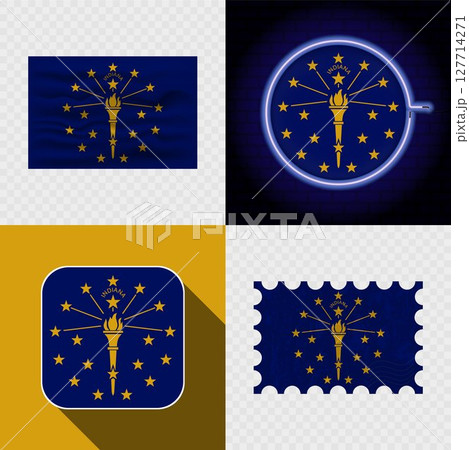 Creative Indiana Flag Icon Set Collection. 127714271