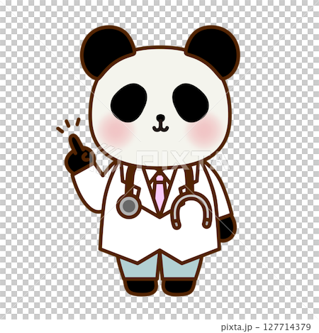 指差ししたかわいいパンダのお医者さんイラスト素材 127714379
