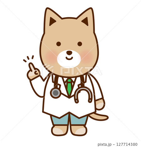 指差ししたかわいい犬のお医者さんイラスト素材 127714380