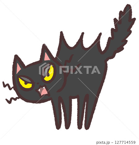 怒る黒猫のイラスト 127714559