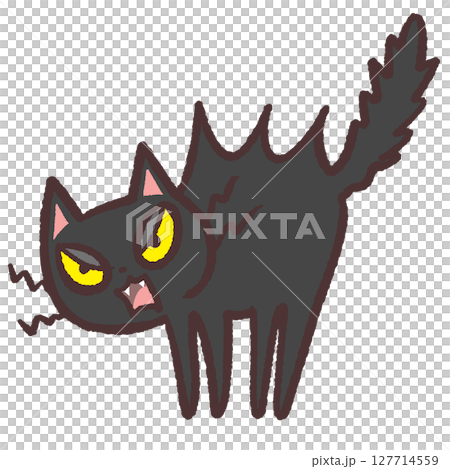 怒る黒猫のイラスト 127714559