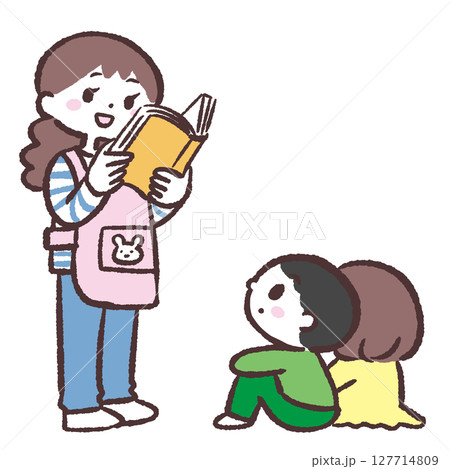 絵本の読み聞かせをするイラスト 127714809