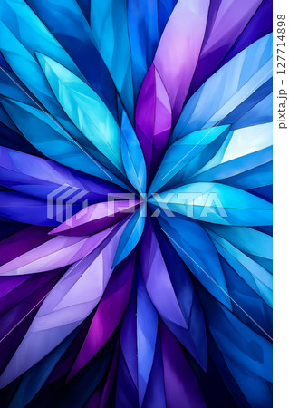 A blue and purple flower with a black background 127714898
