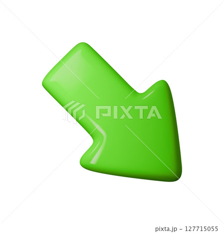 Glossy 3D green arrow vector illustration highlighting themes of success, progress, and direction. Ideal for presentations, infographics, and web design projects. Sustainable and eco-friendly concept. 127715055