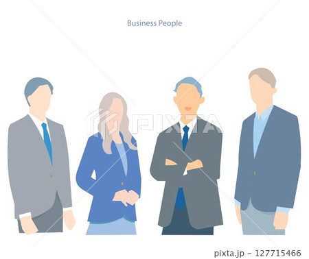 男性と女性ー爽やかな笑顔のビジネスパーソンービジネスチームのスタートアップイラスト素材 127715466