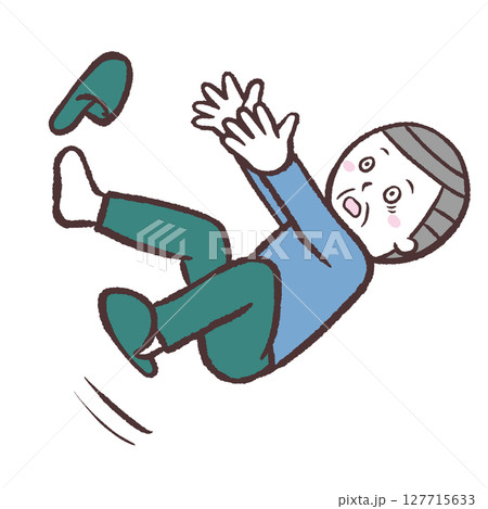 転倒するシニア男性のイラスト 転倒するシニア男性のイラスト 127715633