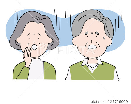 悲しい表情のシニア夫婦のイラスト 127716009