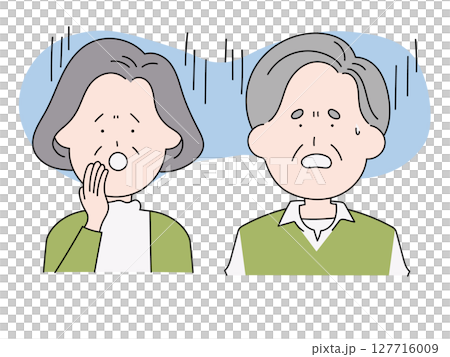 悲しい表情のシニア夫婦のイラスト 127716009