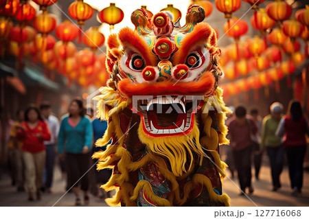 Majestic Dance Chinese Dragon Character Enchants in New Year Festival, Capturing the Energetic Splendor of Traditional Performances. created with Generative AI Majestic Dance Chinese Dragon Character Enchants in New Year Festival, Capturing the Energetic Splendor of Traditional Performances. created with Generative AI 127716068