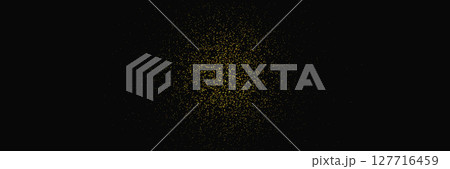 Glitter gold background. Golden sequin twinkle powder. Sparkle glow spray effect on black banner. Magic star. Shimmer luxury texture. Abstract party frame. Vector illustration Glitter gold background. Golden sequin twinkle powder. Sparkle glow spray effect on black banner. Magic star. Shimmer luxury texture. Abstract party frame. Vector illustration 127716459