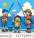 魚釣りをする家族 127716605