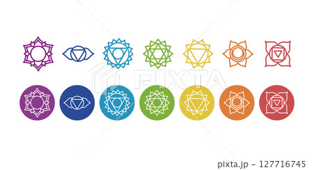 Chakras Symbol Vector Icon Set, Chakra Signs 127716745