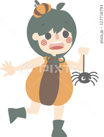 happy halloween holiday festival with boy wearing pumpkin costume , flat png illustration cartoon character costume design happy halloween holiday festival with boy wearing pumpkin costume , flat png illustration cartoon character costume design 127716793