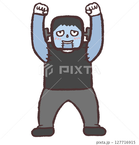 両手を上げて喜ぶフランケンのイラスト 127716915