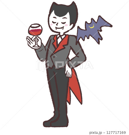 ワイン飲む吸血鬼のイラスト 127717169