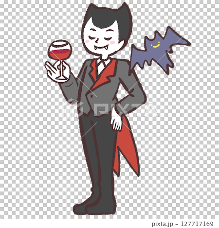 Illustration of a wine drinking vampire 127717169