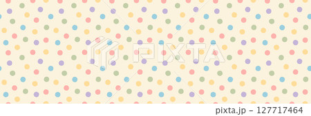 Seamless pastel polka dot pattern with soft confetti dots on beige background. Light vector for fabric, nursery decor, kids crafts, wrapping paper. Drag to swatches panel to use Seamless pastel polka dot pattern with soft confetti dots on beige background. Light vector for fabric, nursery decor, kids crafts, wrapping paper. Drag to swatches panel to use 127717464